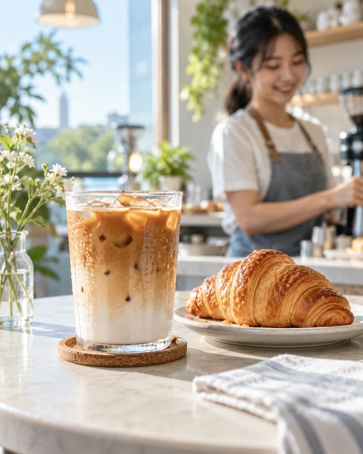 餐飲新品宣傳：讓人想走進店裡的一杯。，AI 生成圖片